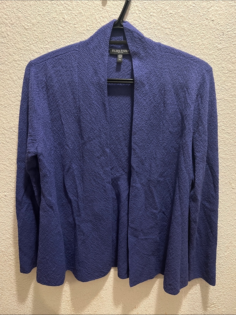 Eileen Fisher Purple Open-Front Textured light jacket